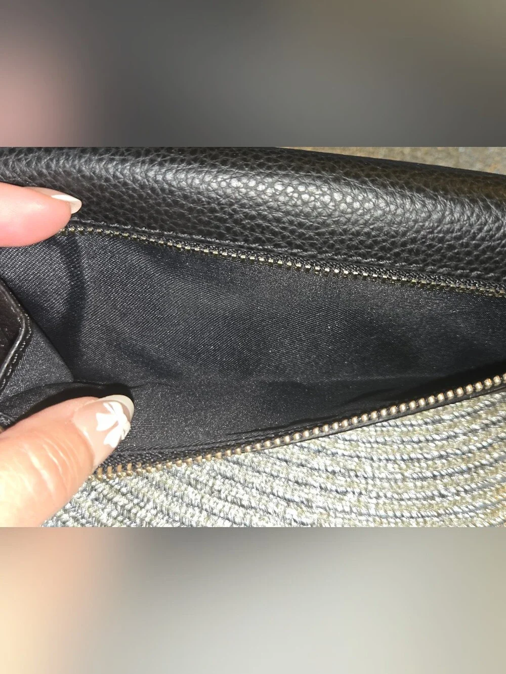Coach Black Polished Pebbled Leather Flap Envelope Long Wallet F16613